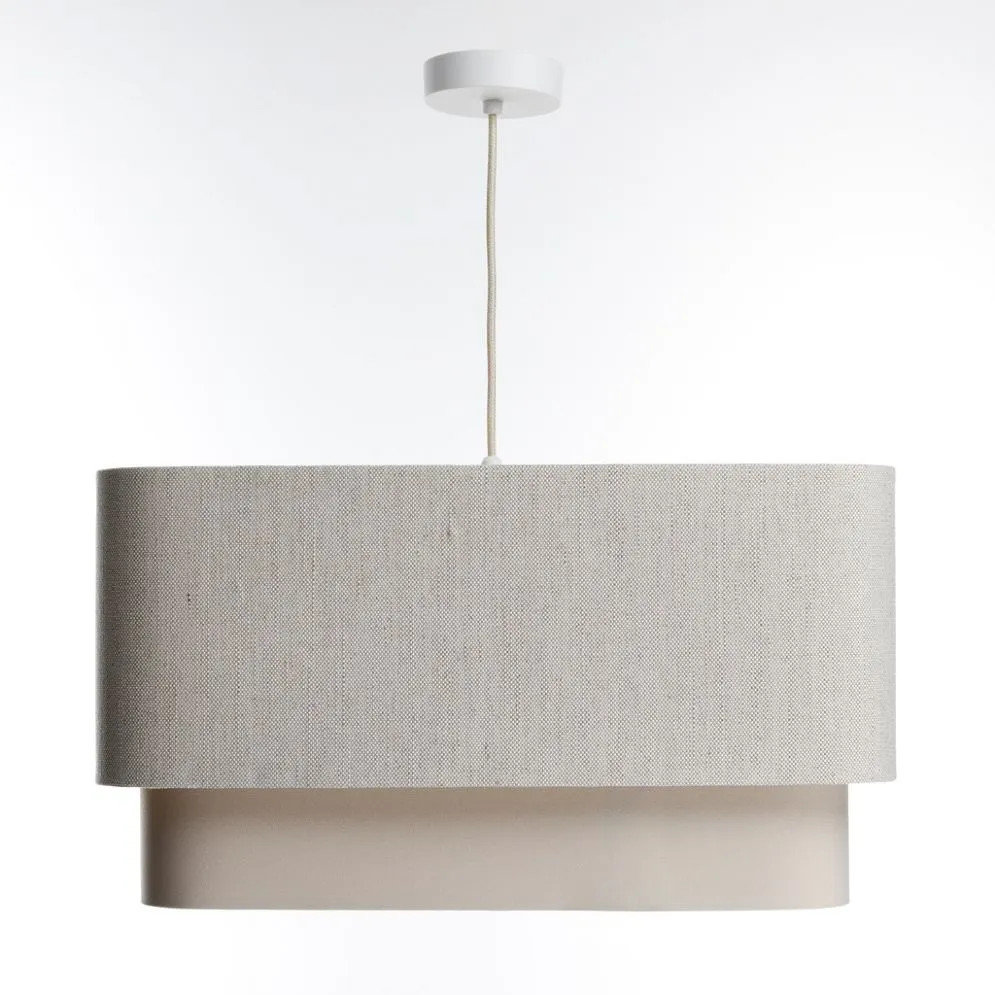 Lampa wisząca KWADRO DUO 002 51x47cm kremowa lniana I sklep meblowy MIRAT.