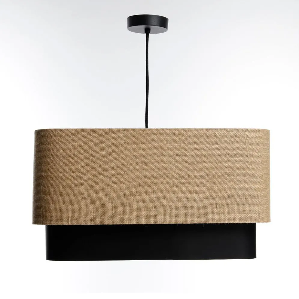 Lampa wisząca KWADRO DUO 005 51x47cm jutowa/czarna nad stół I sklep meblowy MIRAT.