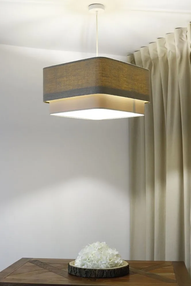 Lampa wisząca KWADRO DUO 009 51x47cm beżowa/kremowa boho I sklep meblowy MIRAT.