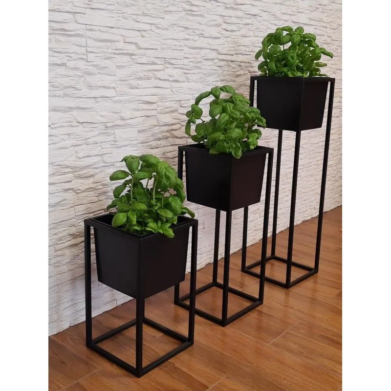 Kwietnik LAURA 20x20x35cm czarny stojący I sklep meblowy MIRAT. styl LOFT