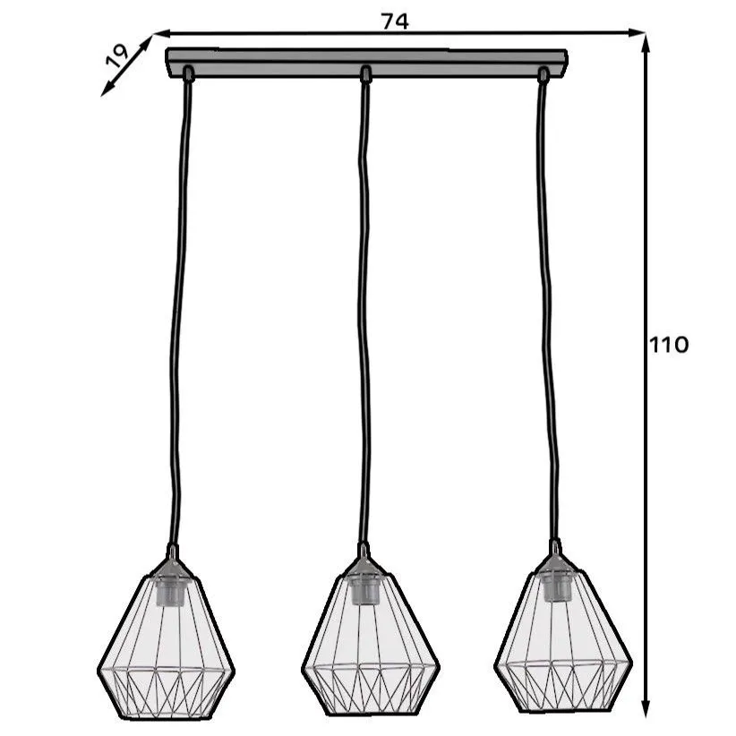 Lampa wisząca BENIGNE III czarna na listwie I sklep meblowy MIRAT.
