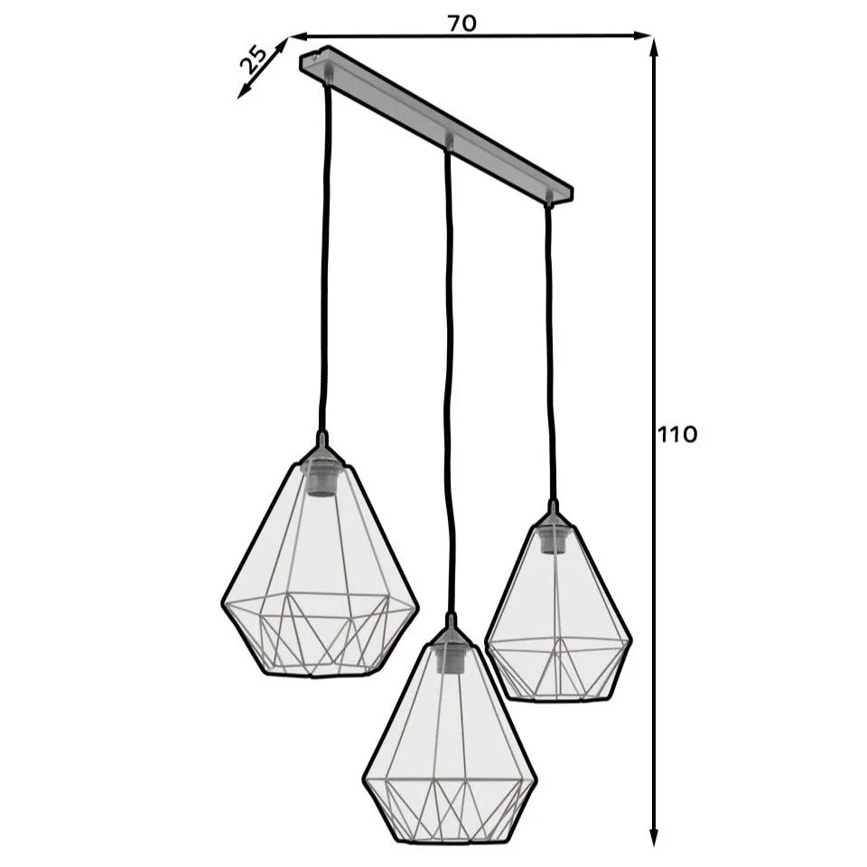 Lampa wisząca BENDINNI III czarna potrójna do salonu I sklep meblowy MIRAT.