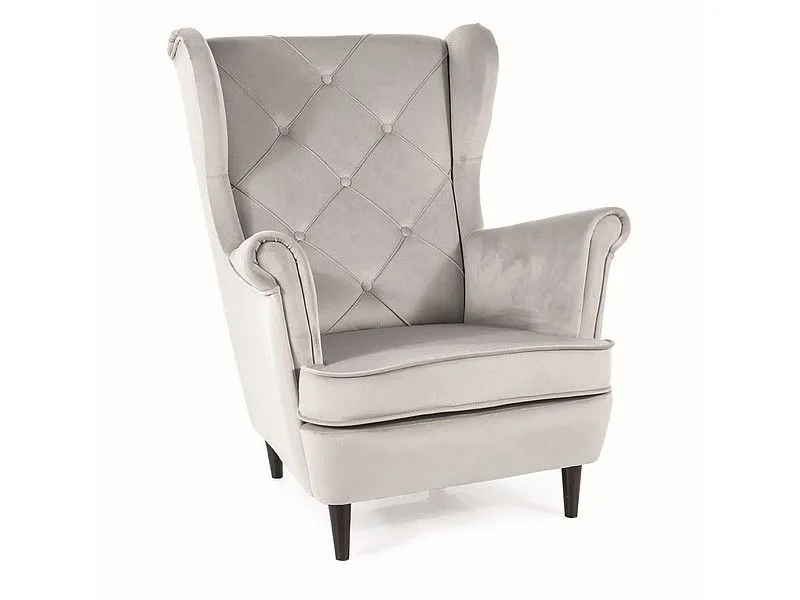 Fotel LADY VELVET jasnoszary uszak do salonu | MIRAT. styl GLAMOUR