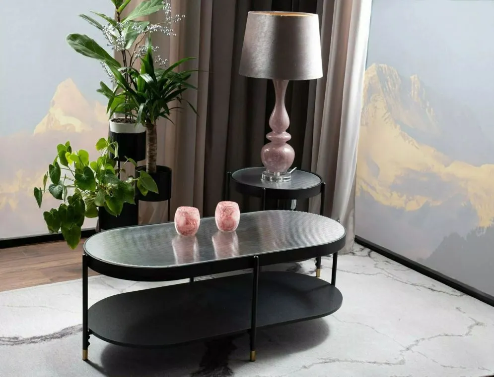 Ława LAGUNA A 45x45 transparentna/czarny mat szklana I sklep meblowy MIRAT. styl GLAMOUR, LOFT