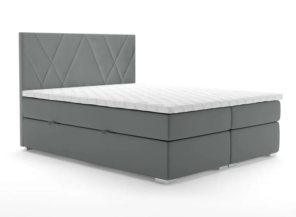 Łóżko kontynentalne MELROSE 160 szare velvet z do sypialni | MIRAT. styl GLAMOUR
