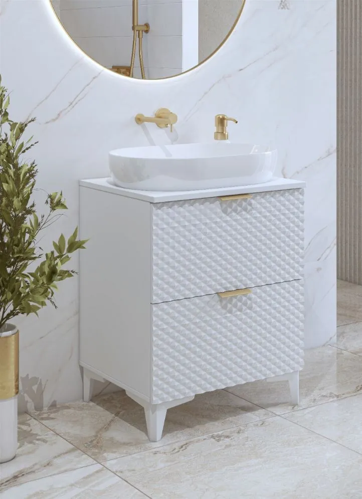 Szafka pod umywalkę nablatową LAURA 2S 60cm biała mat wisząca I sklep meblowy MIRAT. styl GLAMOUR kolekcja LAURA-HEL