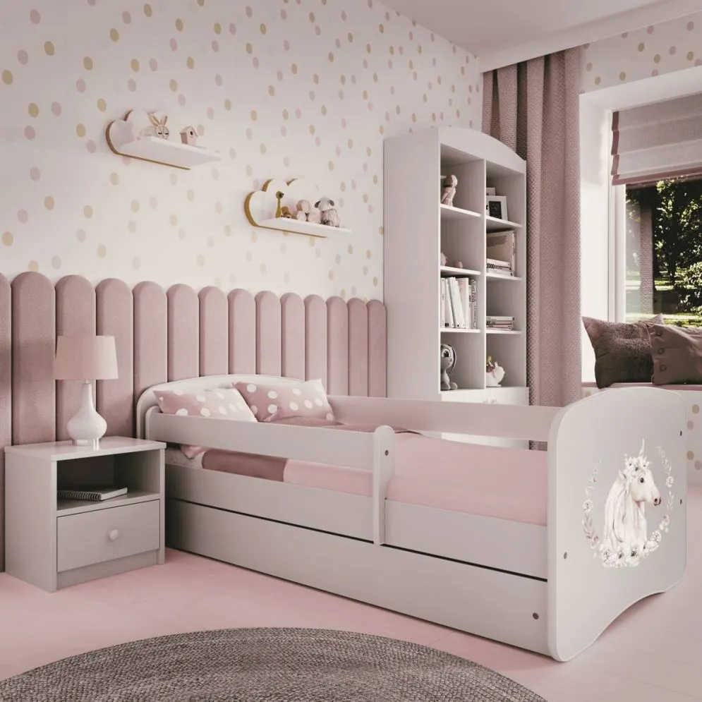 Łóżko dziecięce BABY DREAMS konik 180 bezpieczne z barierką | MIRAT. kolekcja BABY DREAMS
