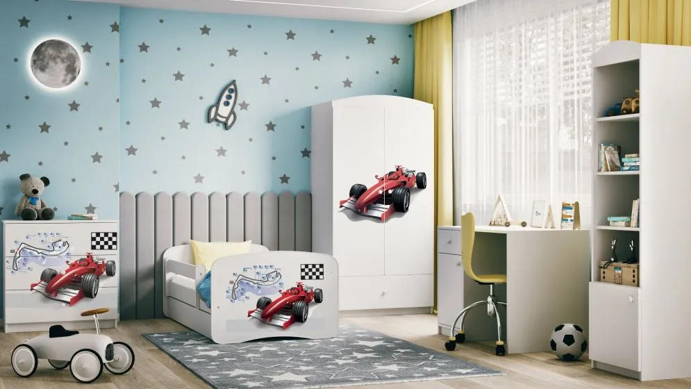 Łóżko dziecięce BABY DREAMS formuła 1 z materacem i szufladą | MIRAT.  kolekcja BABY DREAMS