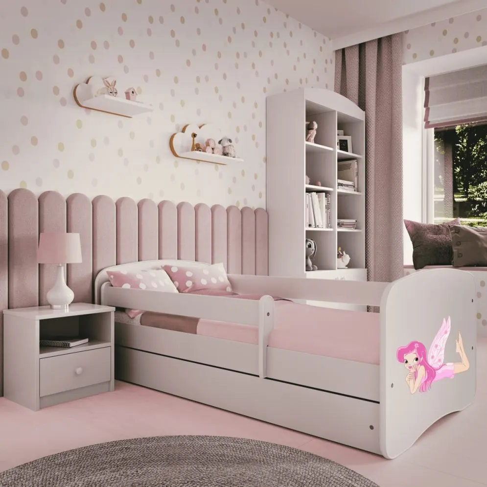 Łóżko dziecięce BABY DREAMS wróżka ze skrzydełkami 180 z barierką | MIRAT. kolekcja BABY DREAMS