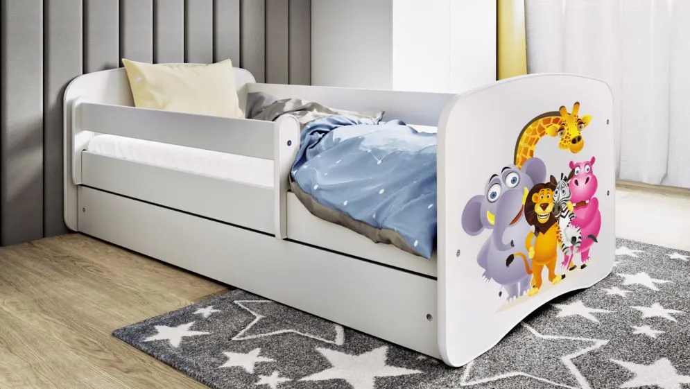 Łóżko dziecięce BABY DREAMS zoo z barierką | MIRAT. kolekcja BABY DREAMS
