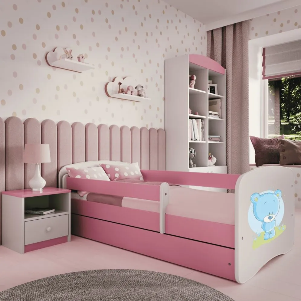 Łóżko dziecięce BABY DREAMS niebieski miś z szufladą | MIRAT.  kolekcja BABY DREAMS