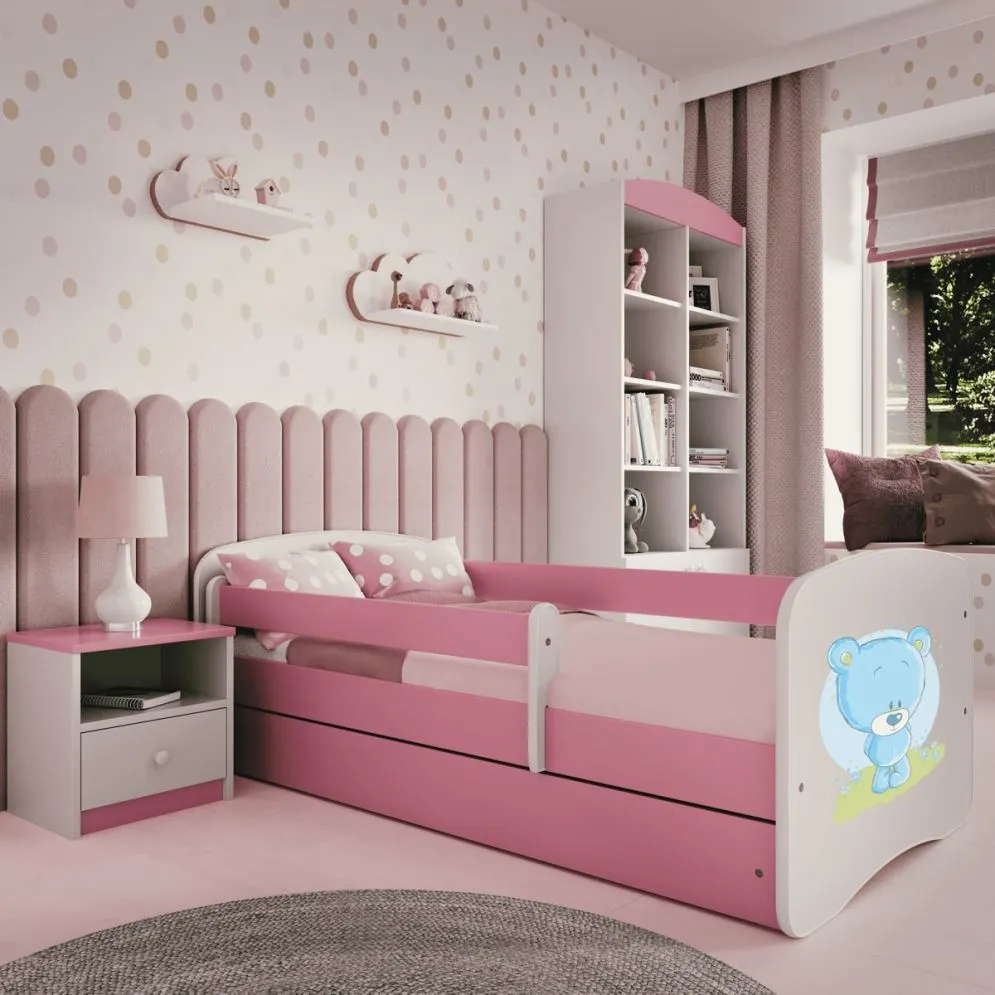 Łóżko dziecięce BABY DREAMS niebieski miś 160 ze stelażem | MIRAT. kolekcja BABY DREAMS