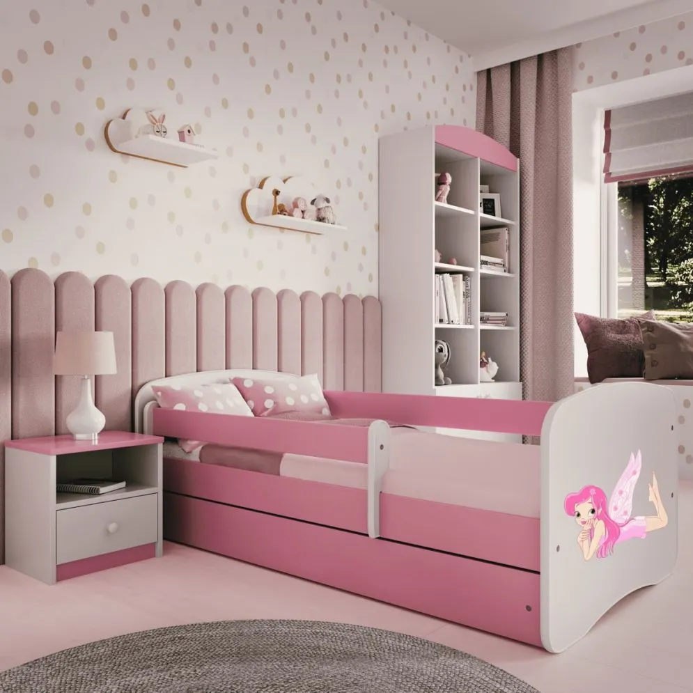 Łóżko dziecięce BABY DREAMS wróżka ze skrzydełkami 180 z barierką | MIRAT. kolekcja BABY DREAMS