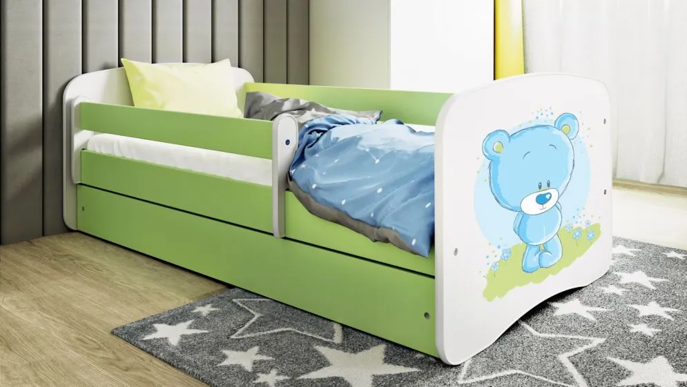 Łóżko dziecięce BABY DREAMS niebieski miś 160 ze stelażem | MIRAT. kolekcja BABY DREAMS