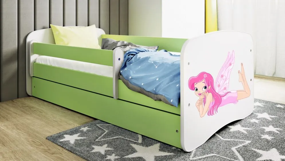 Łóżko dziecięce BABY DREAMS wróżka ze skrzydełkami 180 z barierką | MIRAT. kolekcja BABY DREAMS