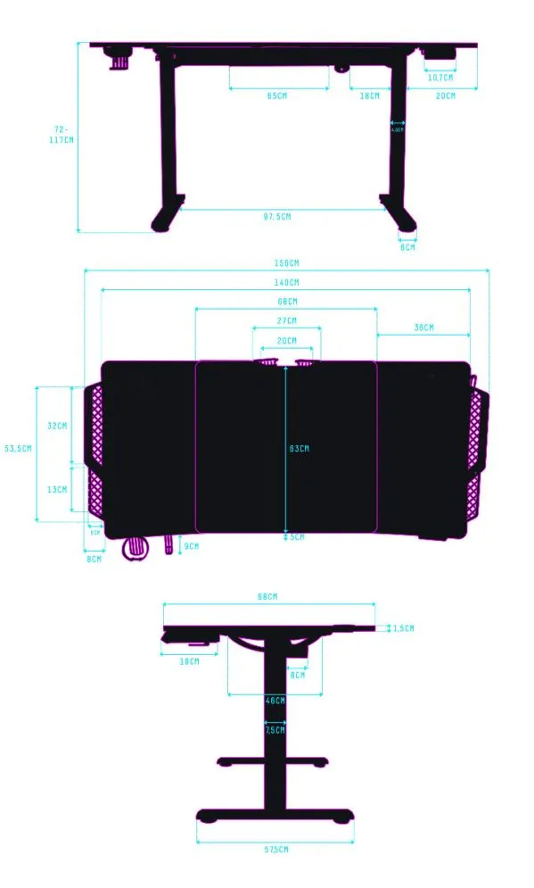 Biurko gamingowe LEVEL V2 LED niebieskie ULTRADESK | MIRAT.