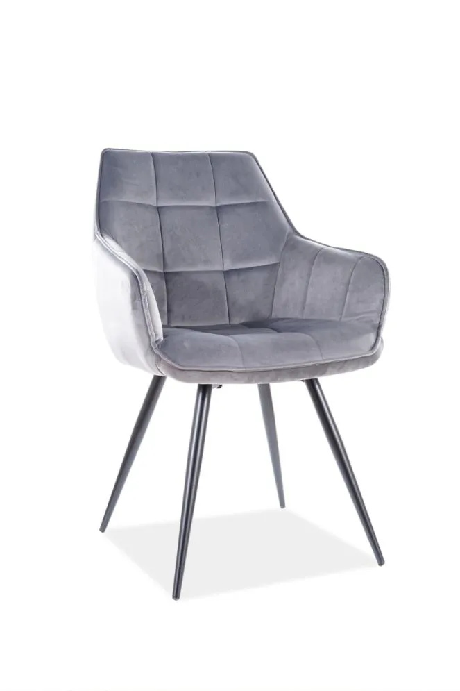 Krzesło LILIA VELVET szare tapicerowane w stylu glamour | MIRAT. styl GLAMOUR, LOFT