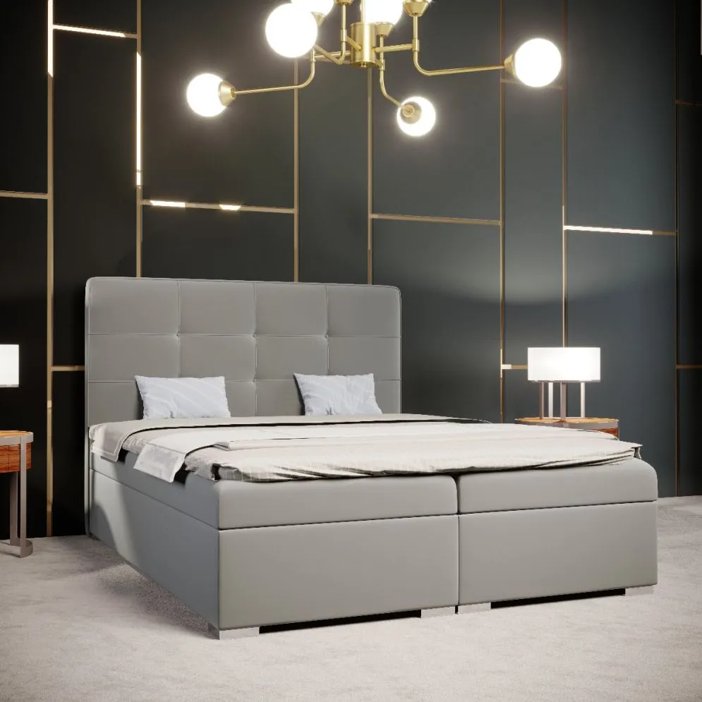 Łóżko kontynentalne TUTO 140 szare velvet w stylu glamour | MIRAT. styl GLAMOUR