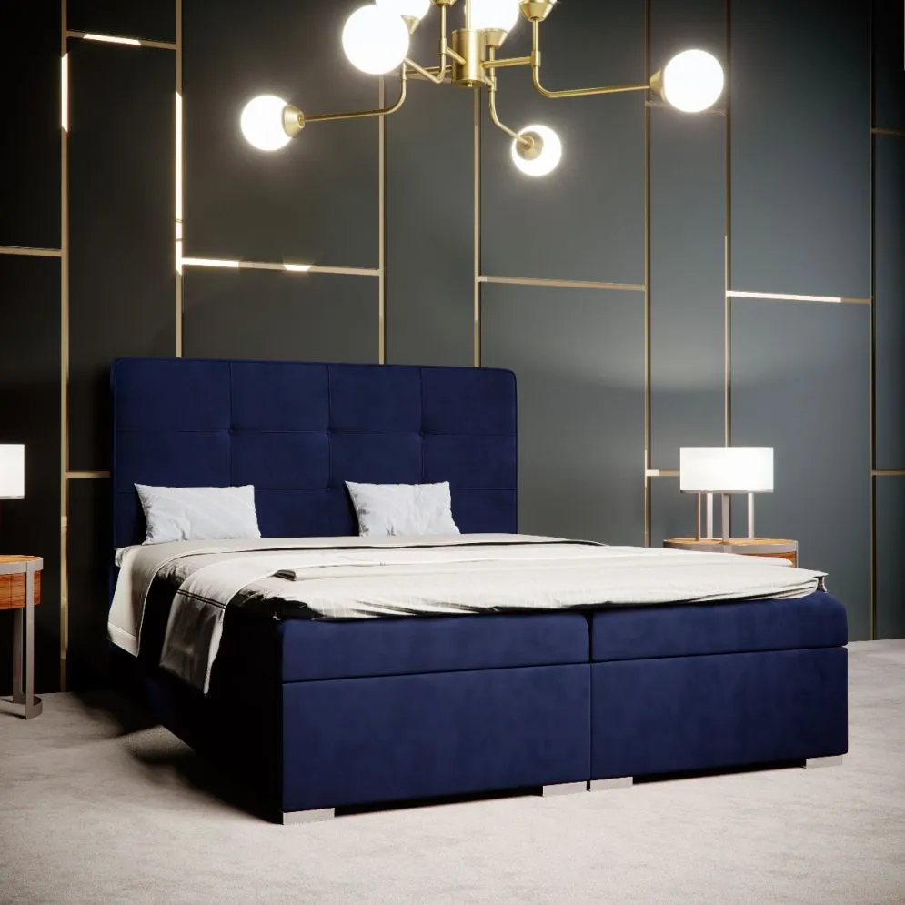 Łóżko kontynentalne TUTO 180 czarne velvet z pojemnikiem do sypialni | MIRAT. styl GLAMOUR