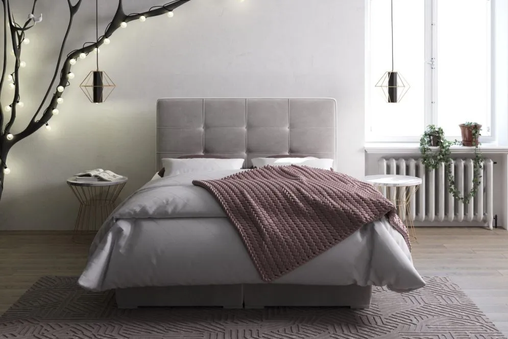 Łóżko kontynentalne TUTO 180 zielone velvet tapicerowane aksamitem | MIRAT. styl GLAMOUR