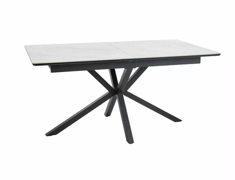 Stół rozkładany LOGAN CERAMIC 160(200)x90 biały mat/czarny mat z ceramicznym blatem I sklep meblowy MIRAT. styl GLAMOUR
