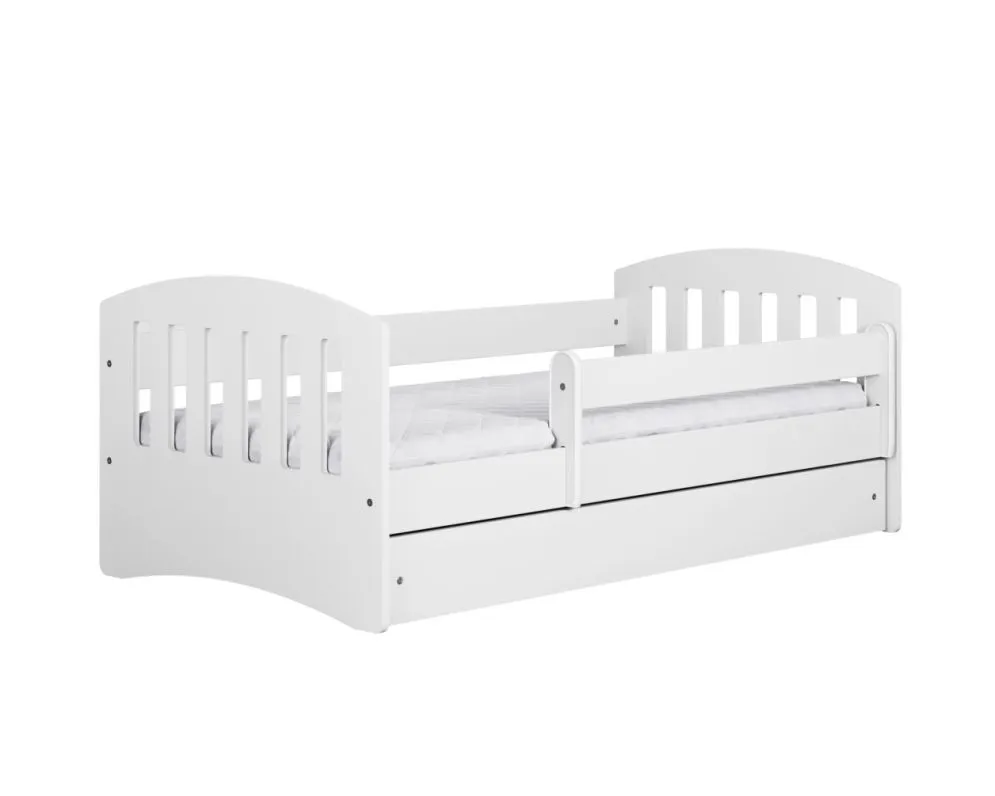 Łóżko dziecięce CLASSIC 1 160x80 białe z barierką | MIRAT.  kolekcja CLASSIC