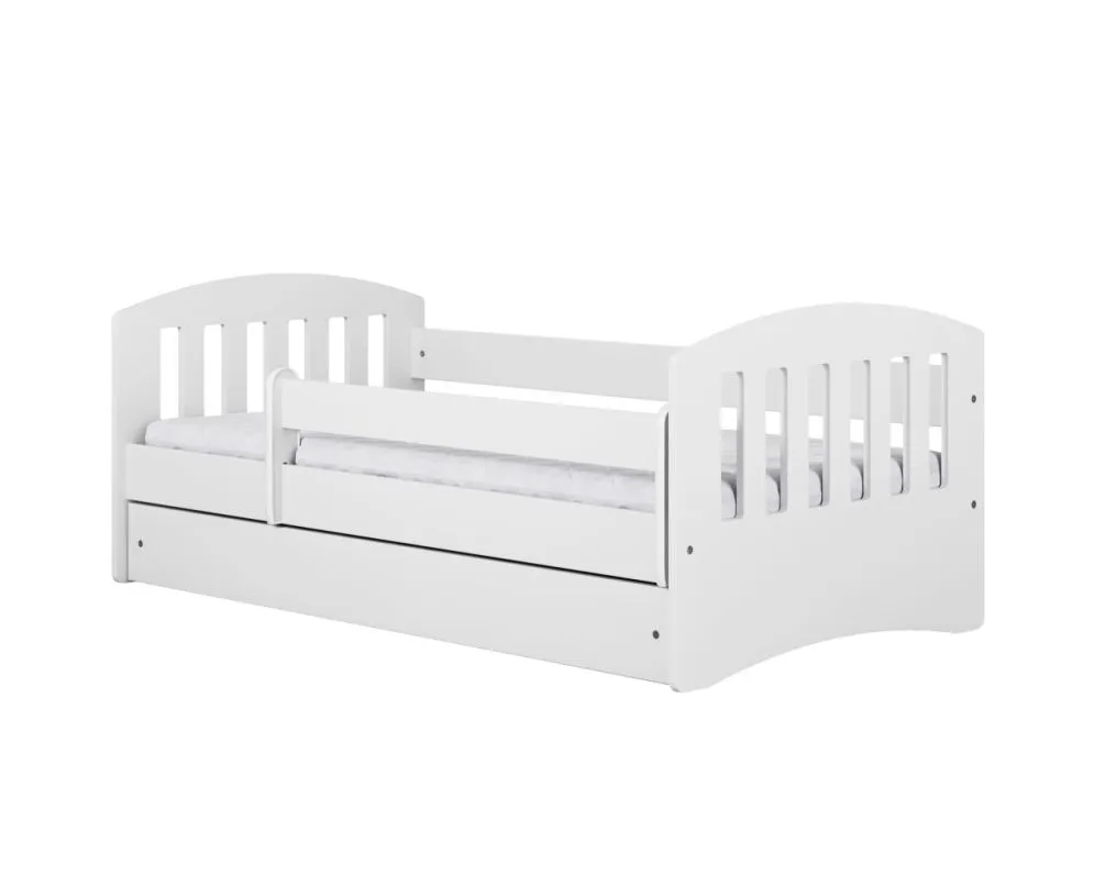 Łóżko dziecięce CLASSIC 1 160x80 białe z barierką | MIRAT.  kolekcja CLASSIC