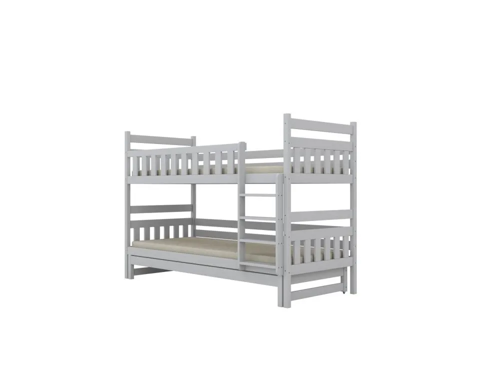 Łóżko piętrowe BARTEK 160x80 białe drewniane trzyosobowe | MIRAT. styl SKANDYNAWSKI kolekcja BARTEK