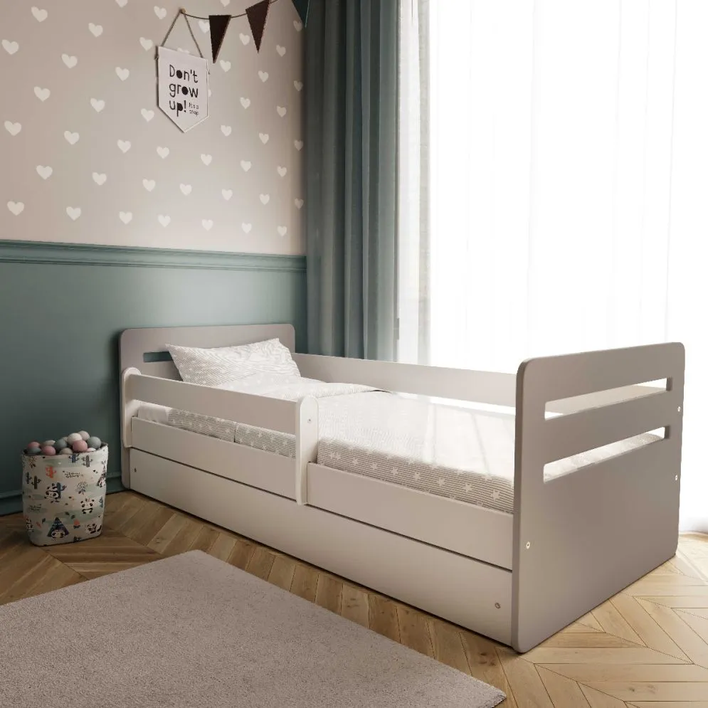 Łóżko dziecięce TOMI MIX 140x80 białe/szare | MIRAT.