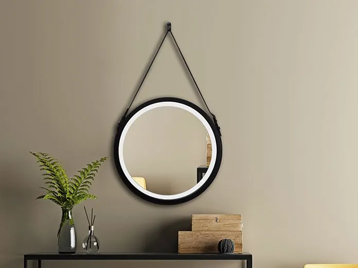 Lustro wiszące BELT 65x65 z oświetleniem LED na pasku | MIRAT. w stylu kolekcja