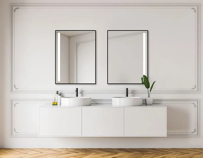 Prostokątne lustro wiszące DIMA 2 120x65 z oświetleniem LED | MIRAT. w stylu kolekcja