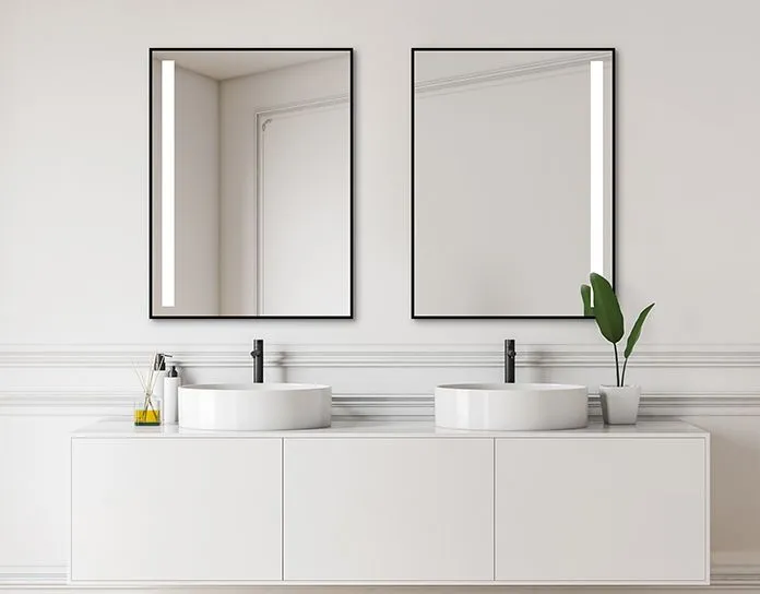 Prostokątne lustro wiszące DIMA 2 80x60 z oświetleniem LED | MIRAT. w stylu kolekcja