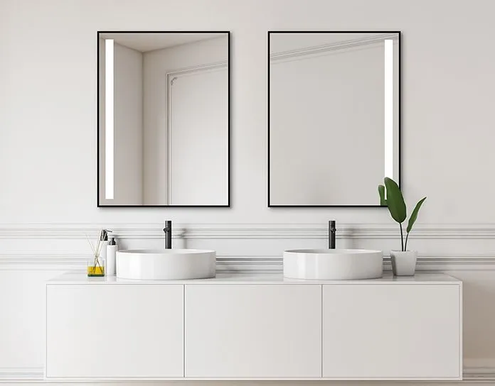 Prostokątne lustro wiszące DIMA 2 120x65 z oświetleniem LED | MIRAT. w stylu kolekcja