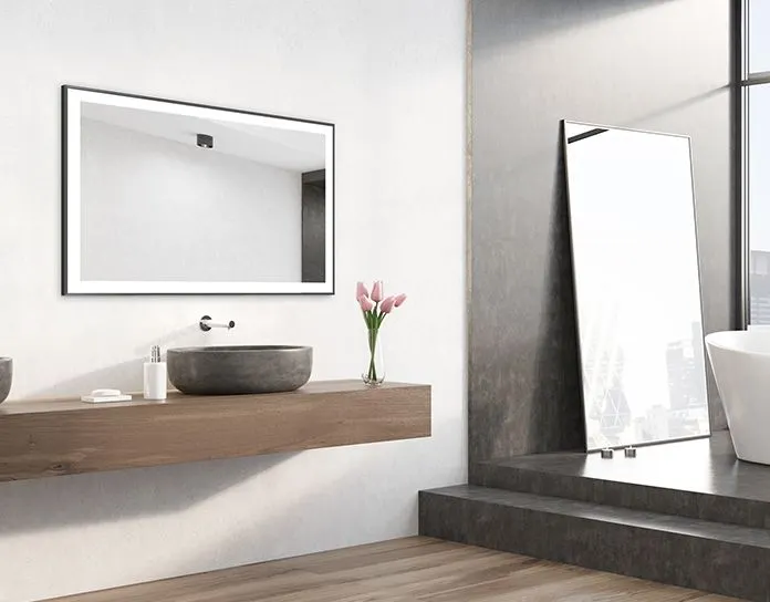 Lustro wiszące OTE 120x65 z ramą i oświetleniem LED | MIRAT. w stylu kolekcja