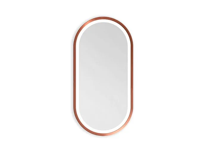 Lustro łazienkowe owalne KORIA 60x130 z LED w drewnianej ramie | MIRAT. w stylu kolekcja
