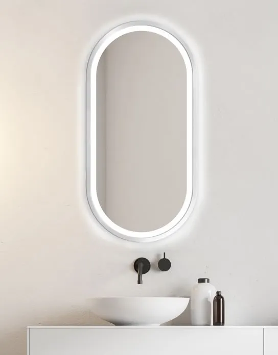 Lustro łazienkowe KORIA 60x80 owalne wiszące z oświetleniem | MIRAT. w stylu kolekcja