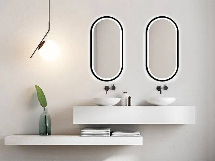 Lustro łazienkowe KORIA 60x80 owalne wiszące z oświetleniem | MIRAT. w stylu kolekcja