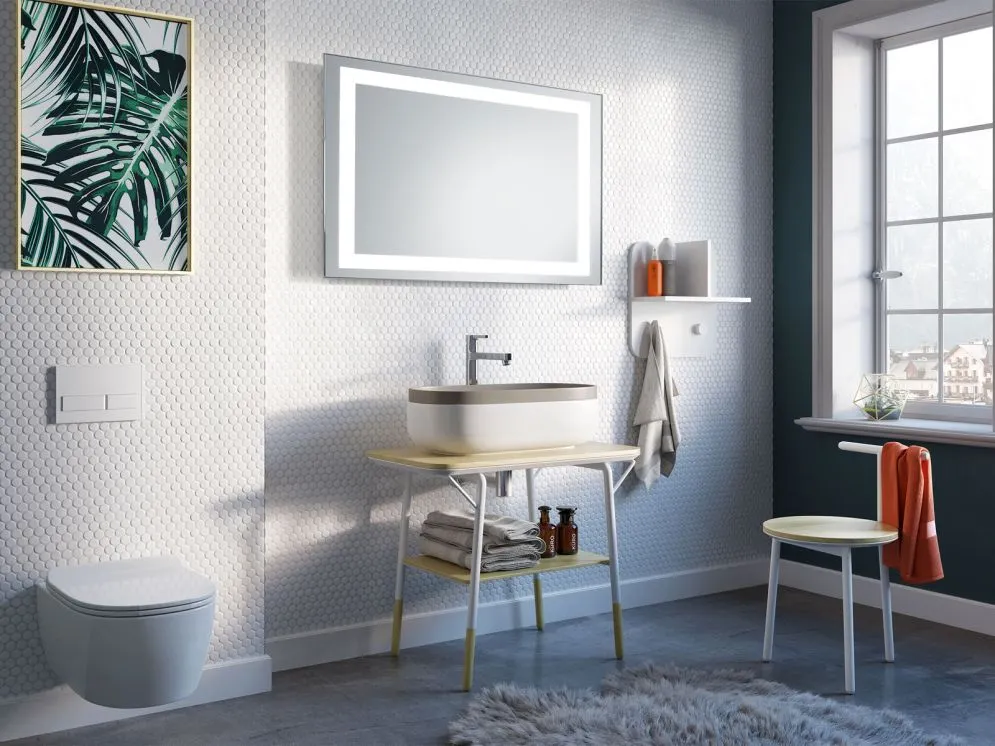 Prostokątne lustro wiszące ALBA 120x65 z oświetleniem LED | MIRAT.