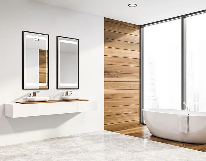 Lustro wiszące OTE 120x65 z ramą i oświetleniem LED | MIRAT. w stylu kolekcja