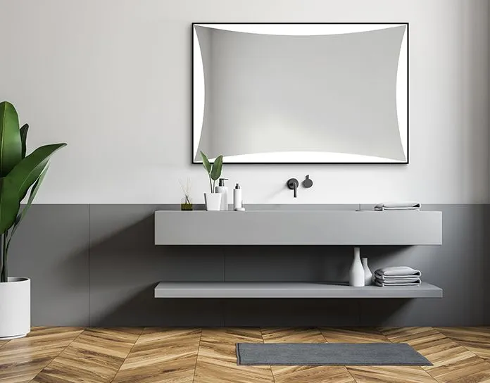 Nowoczesne lustro wiszące RENY 100x63 z oświetleniem LED | MIRAT.