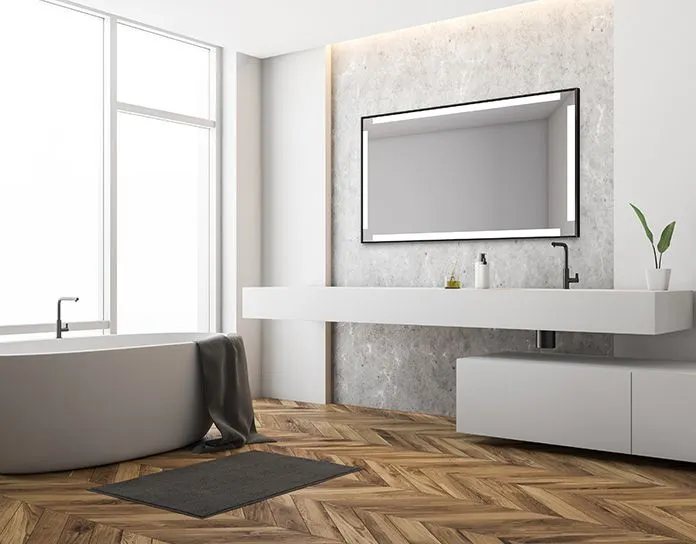 Designerskie lustro wiszące SILVIA 120x65 z oświetleniem LED | MIRAT.