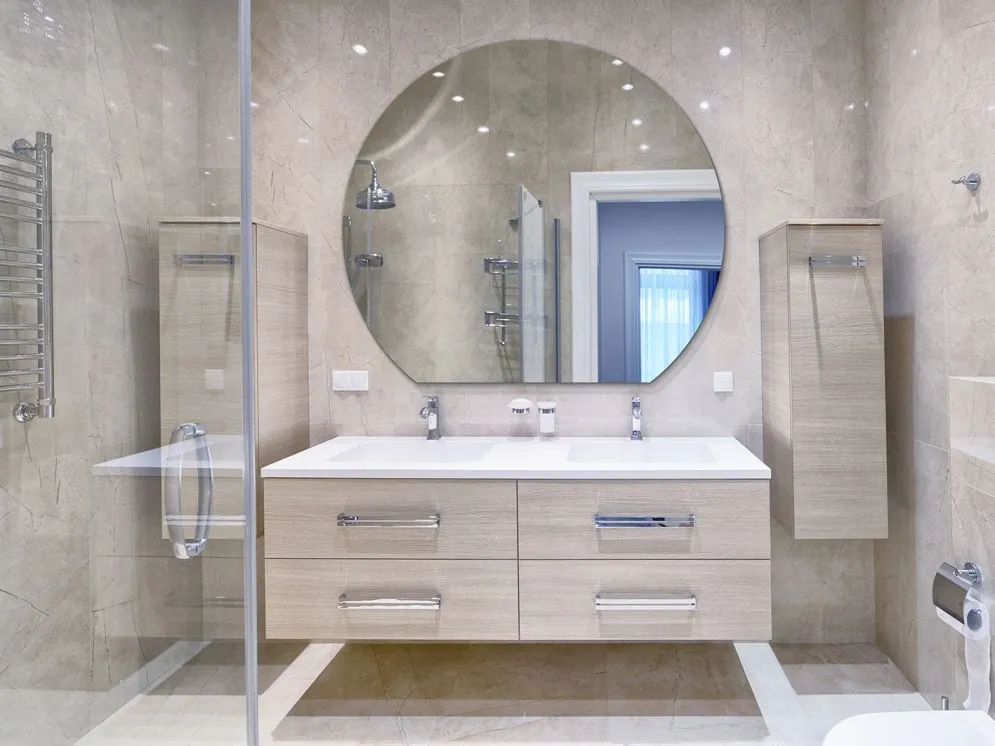 Okrągłe lustro z podcięciem SIMPLE MILLY 70x70 z oświetleniem LED | MIRAT.