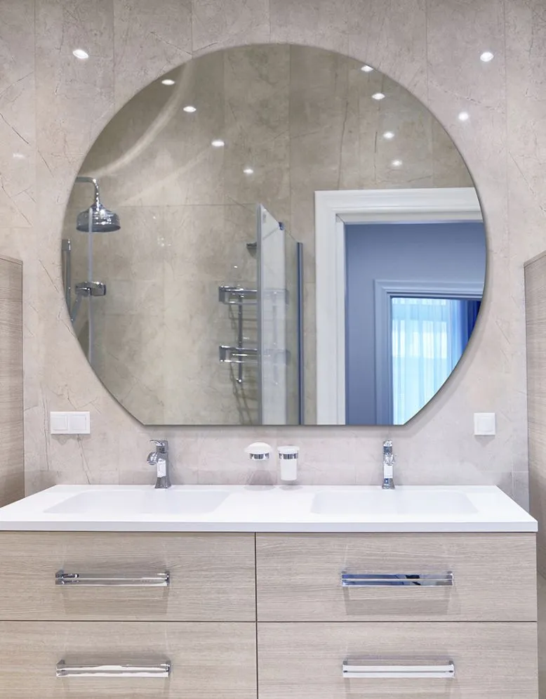 Okrągłe lustro z podcięciem SIMPLE MILLY 90x90 z oświetleniem LED | MIRAT.
