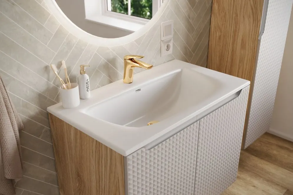 Szafka pod umywalkę LUXOR BEIGE 82-60-2D 60cm dąb olejowany/beżowa designerska I sklep meblowy MIRAT. styl GLAMOUR