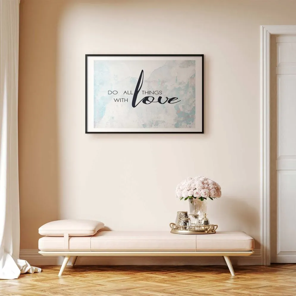 Plakat With love 90x60 cm z ramą czarną z marginesem | MIRAT.