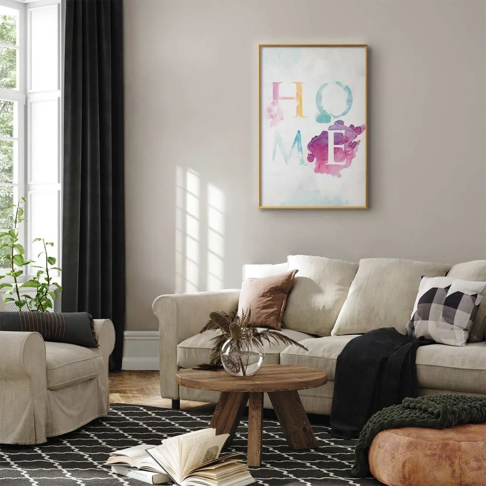 Plakat Tęczowe home 21x30 cm z ramą złotą bez marginesu | MIRAT.