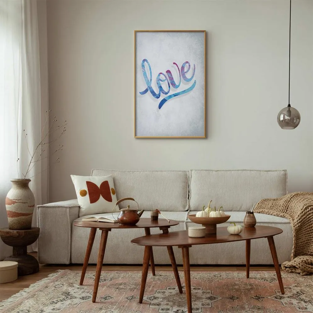 Plakat Love 21x30 cm z ramą złotą bez marginesu | MIRAT.