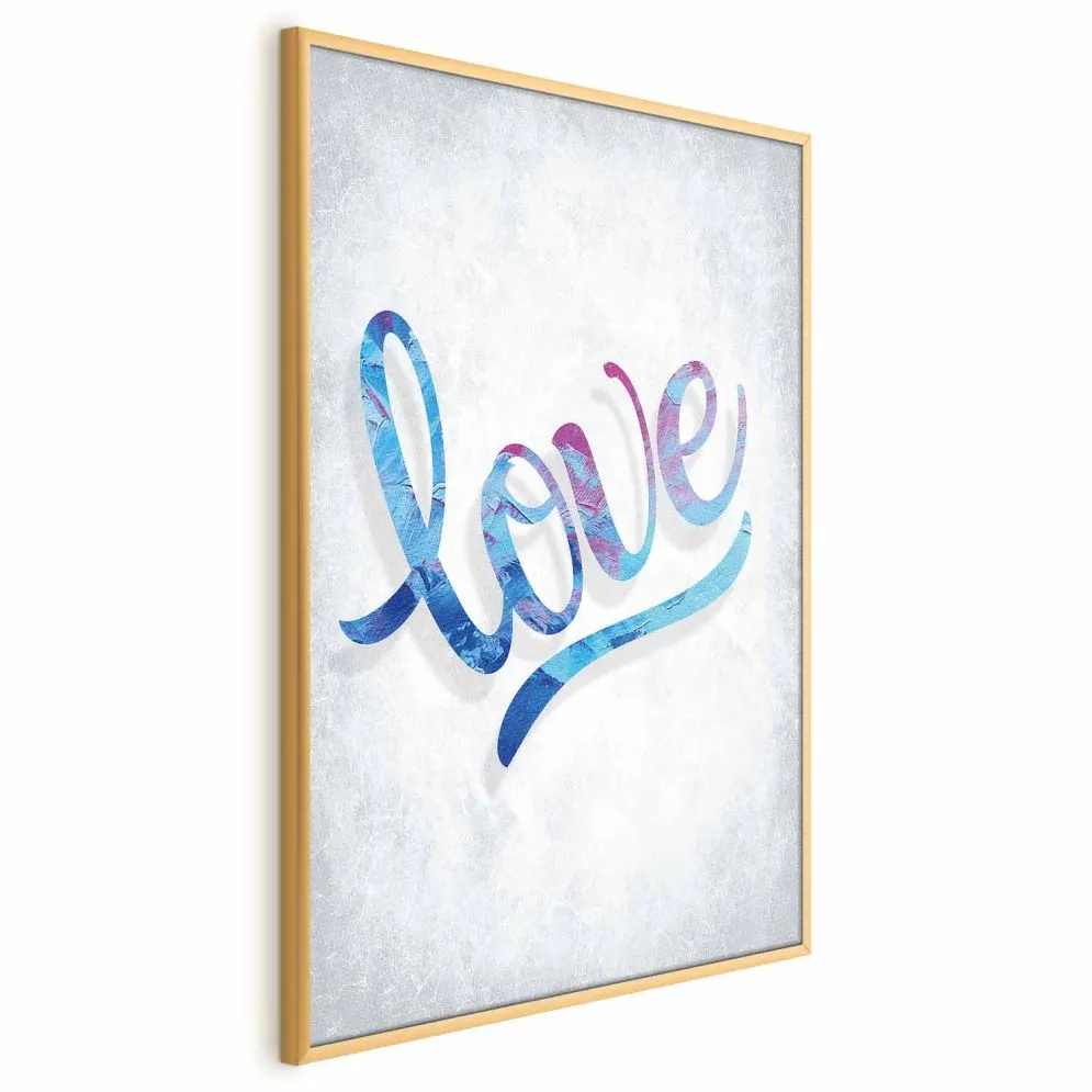 Plakat Love 21x30 cm z ramą złotą bez marginesu | MIRAT.