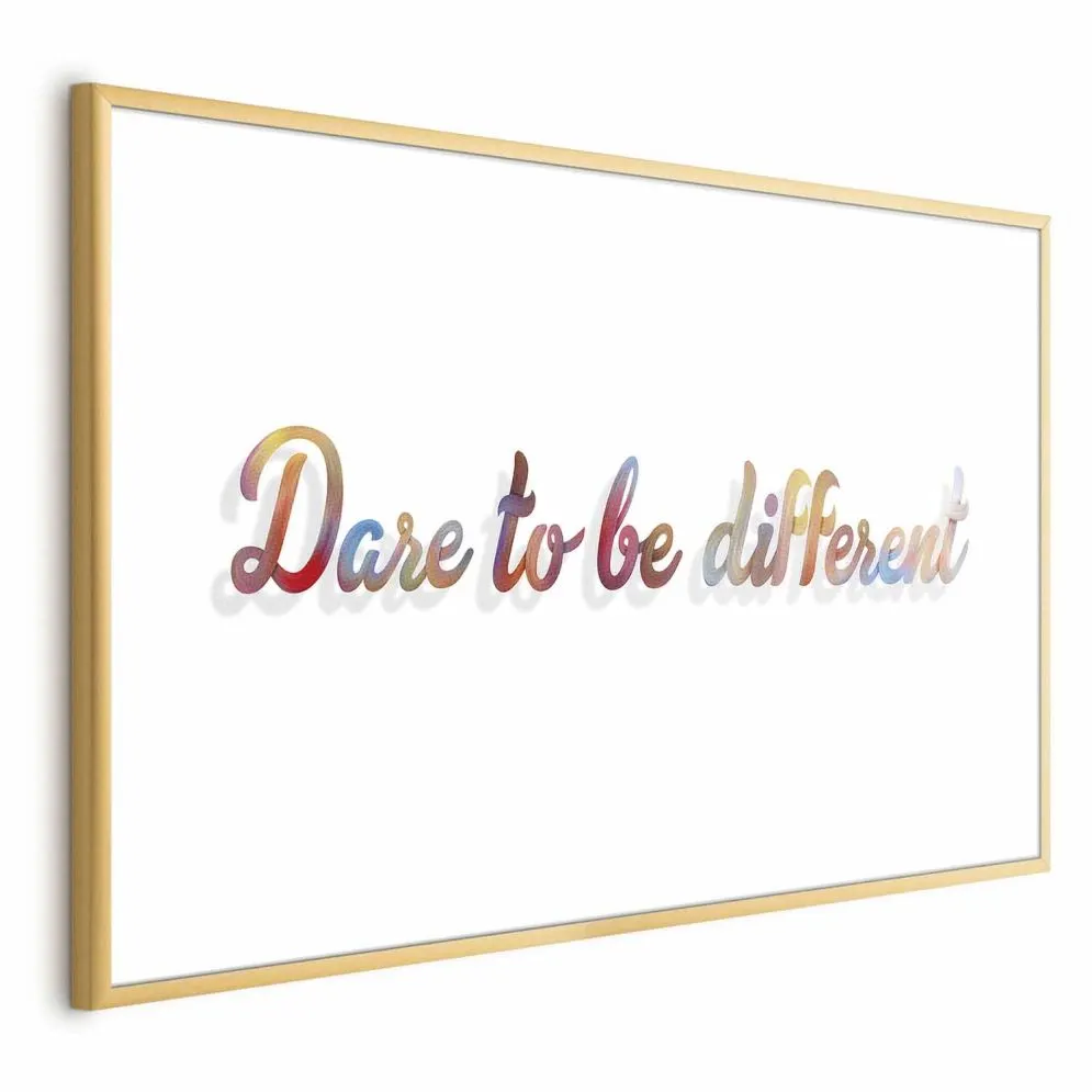 Plakat Be different 30x21 cm z ramą złotą z marginesem | MIRAT.