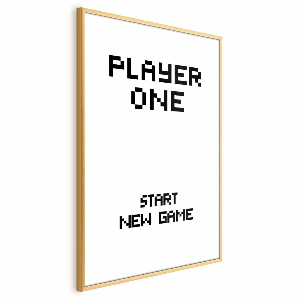 Plakat New game 21x30 cm z ramą złotą z marginesem | MIRAT.